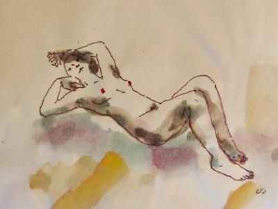 Nude 08,  watercolor, pencil on paper, 21x24 cm, 100 EUR
