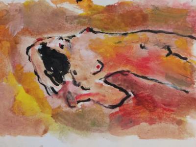 Nude 12,  watercolor, pencil on paper, 16,5x11,5 cm, 110 EUR