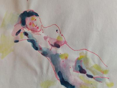 Nude 07,  watercolor, pencil on paper, 21x29 cm, 100 EUR