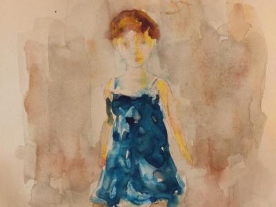Child,  watercolor, pencil on paper, 18x22 cm, 130 EUR