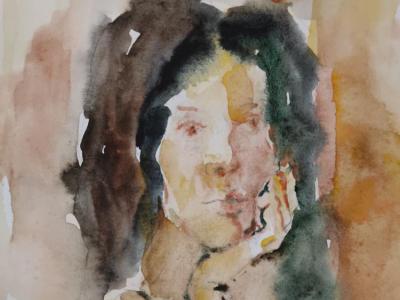 Portrait of a girl 02,  watercolor, pencil on paper, 21x29 cm, 120 EUR