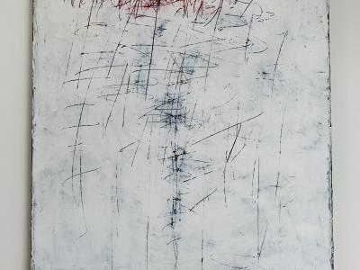 Jan Svoboda,  Červené a černé čáry, olej na plátne, 50x60 cm, 960 EUR
