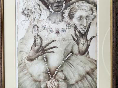 Marina Richterová, Setkání královny Alžběty s hlavou Marii Stuart, Litografia, 55x75 cm, cena 780 EUR